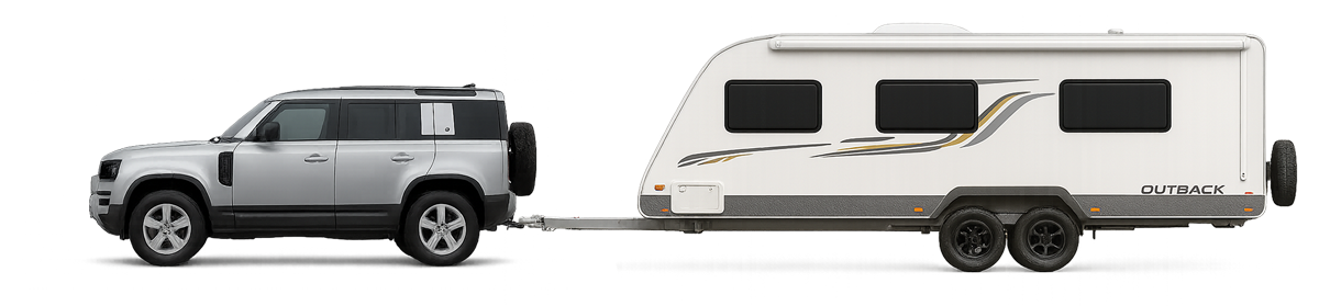 Side view of tow vehicle and caravan
