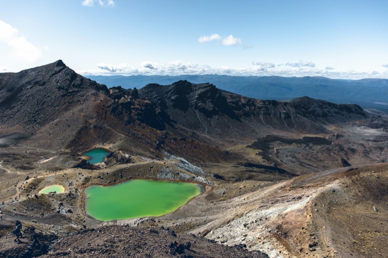 The Emerald Lakes of Tongariro National Park on the Central Plateau, on the Auckland to Wellington route