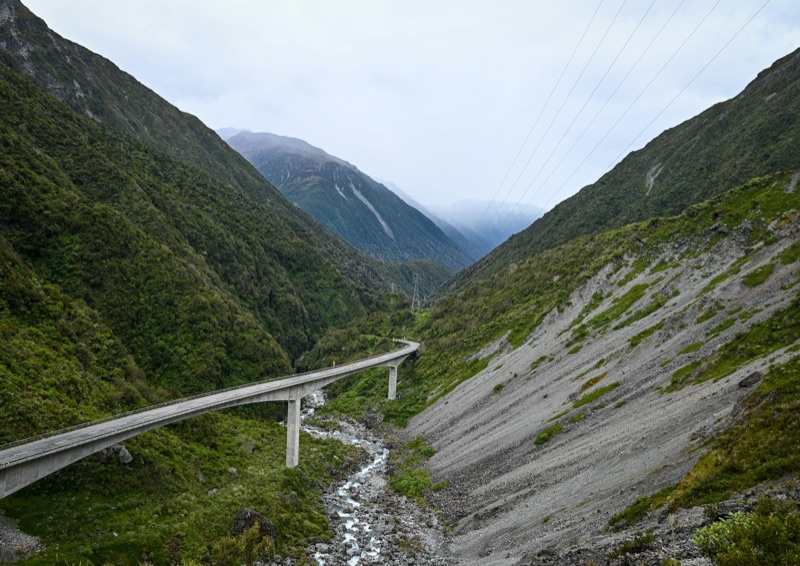 The Otira Viaduct curving through the steep gorge on Arthur's Pass